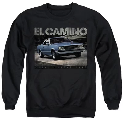 Мужская толстовка с круглым вырезом Chevy El Camino Truck 87 черного цвета