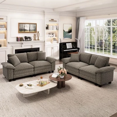 Комплект диванов Cloud Modular 4ШТ Loveseat, удобный секционный диван с глубоким сиденьем для гостиной, обивка из вельветовой и синелевой ткани ясень