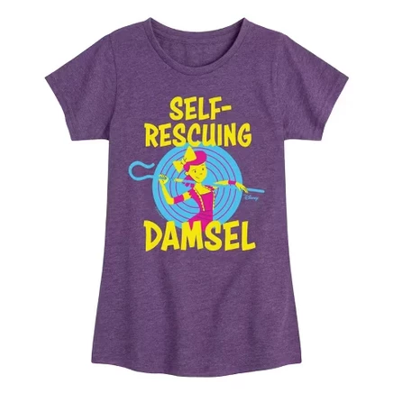 Self Rescuing Damsel Fitted Short Sleeve Graphic T-Shirt heather purple