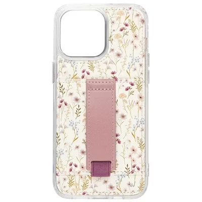 Чехлы Чехол для телефона iPhone 15 Plus с бумажником и ремешком для пальцев wild flower