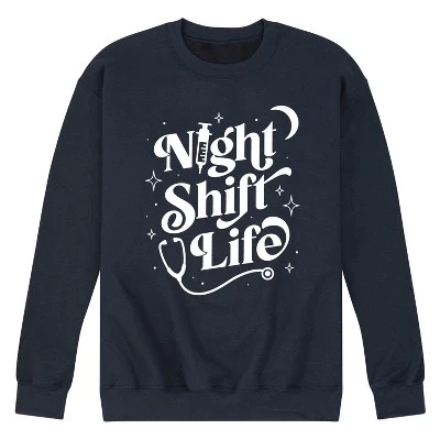 Мужская флисовая толстовка Night Shift Life с графическим рисунком синего цвета