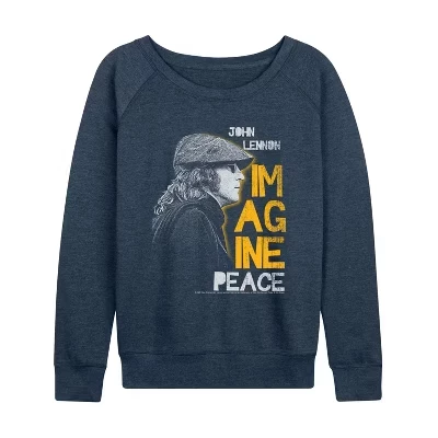 Women's -  -  Profile Lightweight French Terry Wide Neck Long Sleeve Graphic Shirt heather indigo