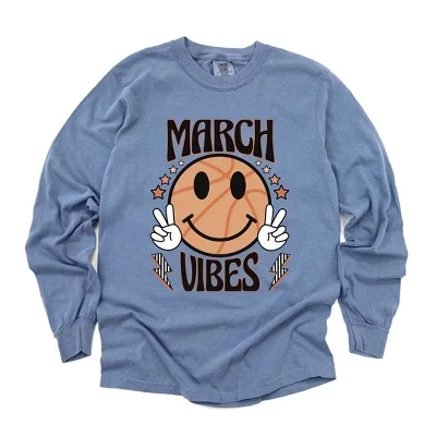 Женская баскетбольная футболка March Vibes с длинным рукавом, окрашенная в синий цвет