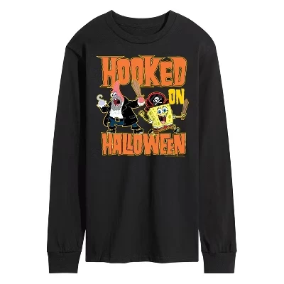 Мужская футболка с длинным рукавом Hooked On Halloween с графическим рисунком черного цвета