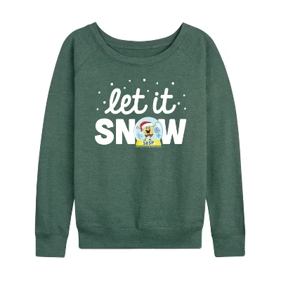 Женская рубашка Let It Snow из легкого французского махрового полотна с широким вырезом и длинными рукавами и графическим рисунком heather juniper