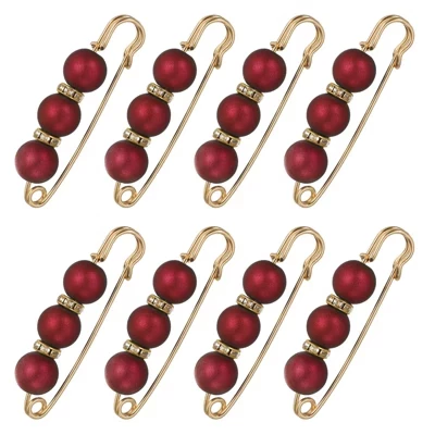Брошь-булавка Unique Bargains с жемчугом, красная