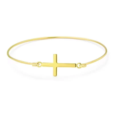 Браслет Bling Jewelry с крестом, серебро 925, золотой