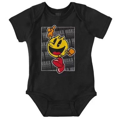 Аркадная игра PACMAN Waka Waka Baby Romper для мальчиков или девочек Лицензионный черный