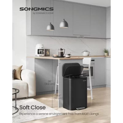Мусорное ведро SONGMICS HOME 50 л с педалью, чёрное