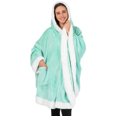 Плед-пончо Pavilia Angel Wrap с капюшоном, бирюзовый