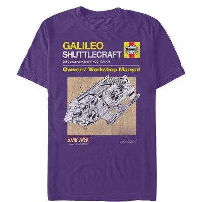 Мужская футболка Galileo Shuttlecraft Owners' Workshop Manual фиолетового цвета