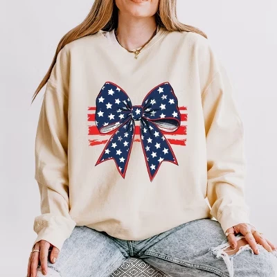 Унисекс свитшот Simply Sage Market Star Bow, белый