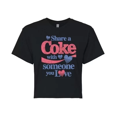Женская укороченная футболка Coca Cola Hearts, черная