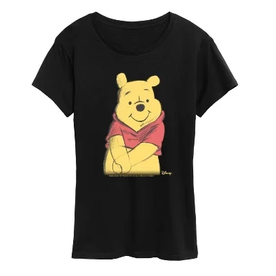 Женская футболка с коротким рукавом и рисунком Винни-Пуха - Winnie Sketch, черная