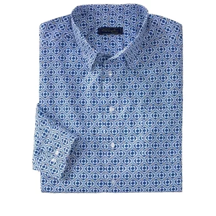 Tall Wrinkle-Free Long-Sleeve Dress Shirt Big 20 / 33-34 / navy geo