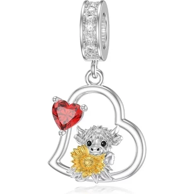 Серебряные бусины-талисманы в виде животных: Кошки, собаки, Коалы, стрекозы и лотоса для браслетов и ожерелий 10-высокогорная корова