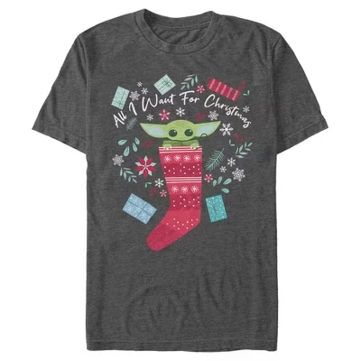 Мужская футболка The Mandalorian Christmas The Child Stocking Stuffer с рисунком угольного вереска