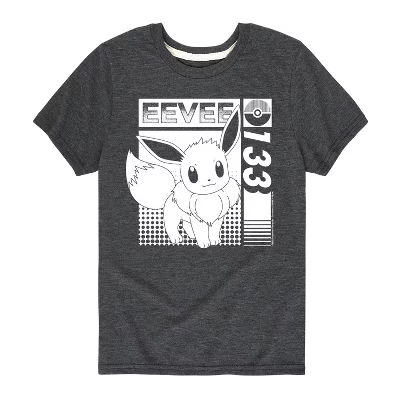 Футболка с коротким рукавом и рисунком Heather charcoal для мальчиков - Pokémon - Eevee 133 Normal Type Generation 1