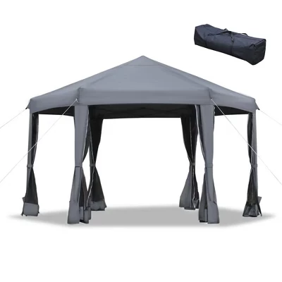 Шатер HBEZON 13×11 футов с сетчатыми стенками, серый