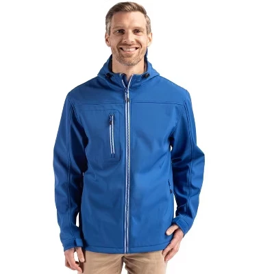 Мужская куртка с капюшоном Telemark Eco Stretch Softshell на молнии королевского синего цвета