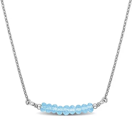 Женское колье Everly Jewelry серебро с голубым топазом 2,75 карат, 42+5 см