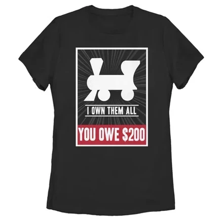 Женская футболка Monopoly Own All Railroads, черная