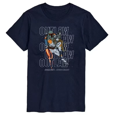 Мужская футболка с коротким рукавом Outlaw Boba Fett с графическим рисунком темно-синего цвета