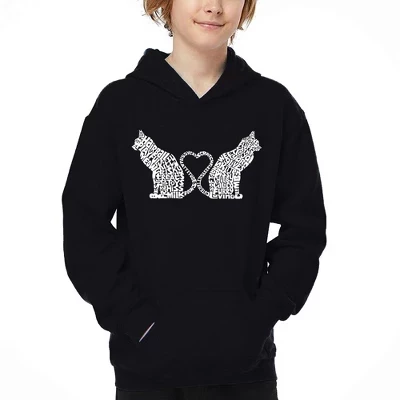 Толстовка с капюшоном Boy's Word Art в виде сердечек из кошачьего хвоста - черный