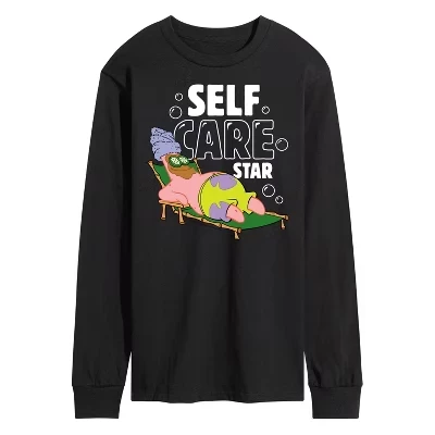 Мужская футболка с длинным рукавом Self Care Star и графическим рисунком, черная
