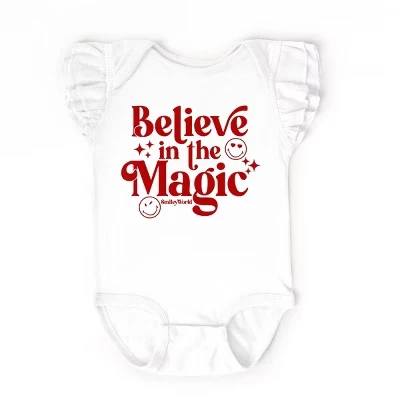 SmileyWorld Believe in Magic Sparkle - Детское боди с развевающимися рукавами белого цвета