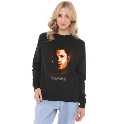 Женская толстовка Dean Winchester Portrait Crew черного цвета