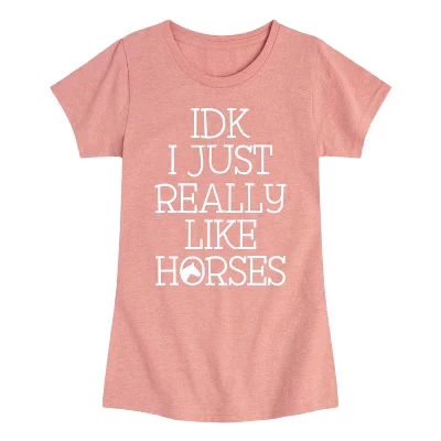 Приталенная футболка с коротким рукавом и рисунком Idk I Like Horses
