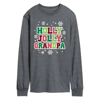 Мужская футболка с длинным рукавом Holly Jolly Grandpa с графическим рисунком heather charcoal