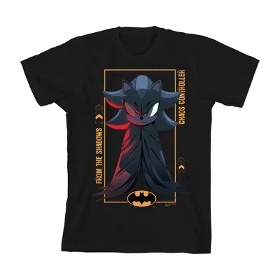 DC x Sonic the Hedgehog Chaos Controller Shadow X Молодежная футболка с круглым вырезом и коротким рукавом от Batman, черная