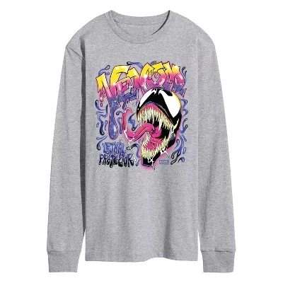 Мужская футболка с надписью Venom Spraypaint Graffiti с длинным рукавом и графическим рисунком athletic heather