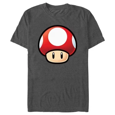 Мужская футболка Mario Mushroom с рисунком древесного угля и вереска