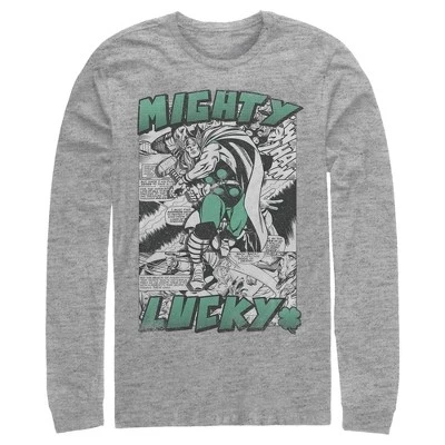 Мужская футболка с длинным рукавом Athletic Heather от Thor Comic в честь Дня Святого Патрика Mighty Lucky