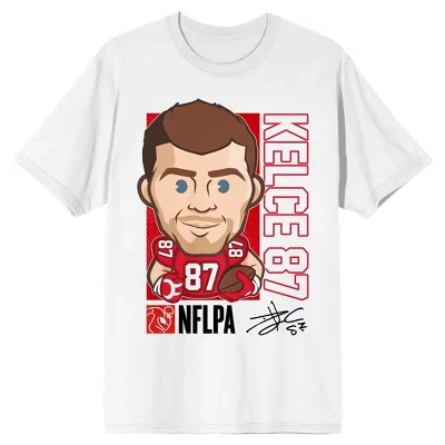 Мужская белая футболка с коротким рукавом от NFLPA Travis Kelce #87 Charicature, белая