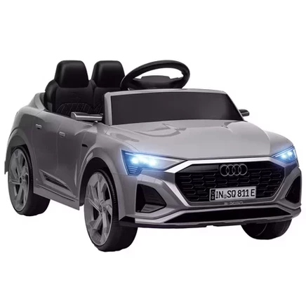 Audi Q8 e-tron Sportback с лицензией на 12 В, Детский электромобиль на батарейках с дистанционным управлением, 4 колеса на пружинной подвеске серого цвета