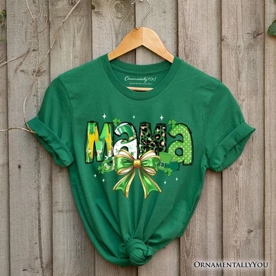 Футболка Coquette Mama с бантом на День Святого Патрика, зеленая футболка Lucky Shamrock Clover | зеленый