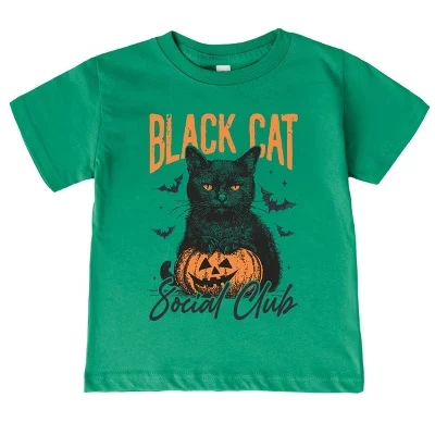 Black Cat Social Club Pumpkin - Молодежная футболка с коротким рукавом и футболка с рисунком для малышей kelly