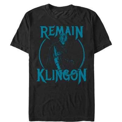 Мужская футболка Discovery Remain Klingon Blue Circle черного цвета .