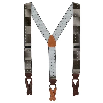 Мужские эластичные подтяжки на пуговицах Westside Step Dot коричневого цвета