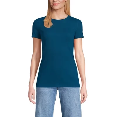 Женская футболка Lands End Cotton Rib, бирюзовая