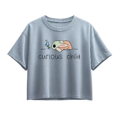 Детская футболка The Mandalorian Curious Child Grogu, джинсово-голубая