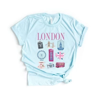 Женская футболка с графическим рисунком London Travel Chart с коротким рукавом синего цвета