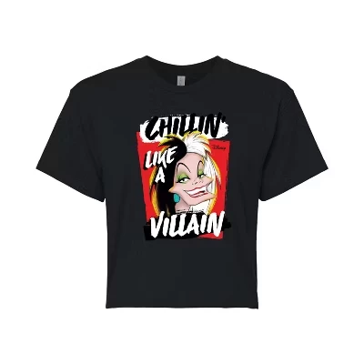 Женская укороченная футболка Disney Villains Cruella, черная