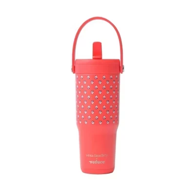 x Vera Bradley 24oz Chiller Go Герметичный соломенный стакан с изоляцией из нержавеющей стали синего цвета