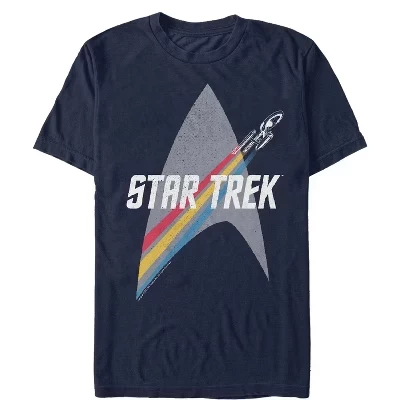 Мужская футболка Enterprise Starfleet Rainbow Streak синего цвета