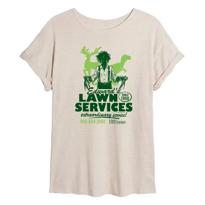 Женская футболка Edward Scissorhands «Edwards Lawn Services», бежевая